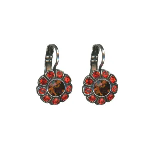 Large Daisy Leverback Earrings in "Pumpkin Spice" - Antique Silver