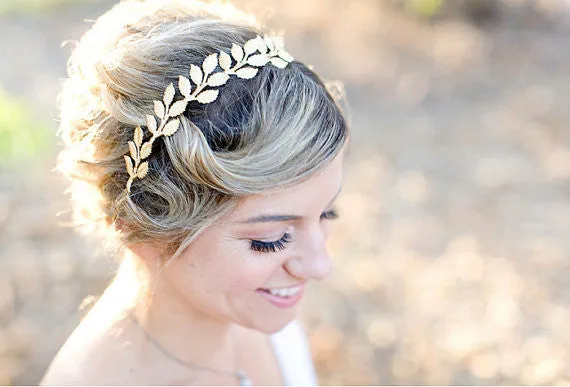 Large Leaves Brass Gold Leaf Crown