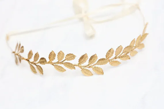 Large Leaves Brass Gold Leaf Crown