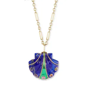 Large Stone Shell Pendant with Lapis & Malachite