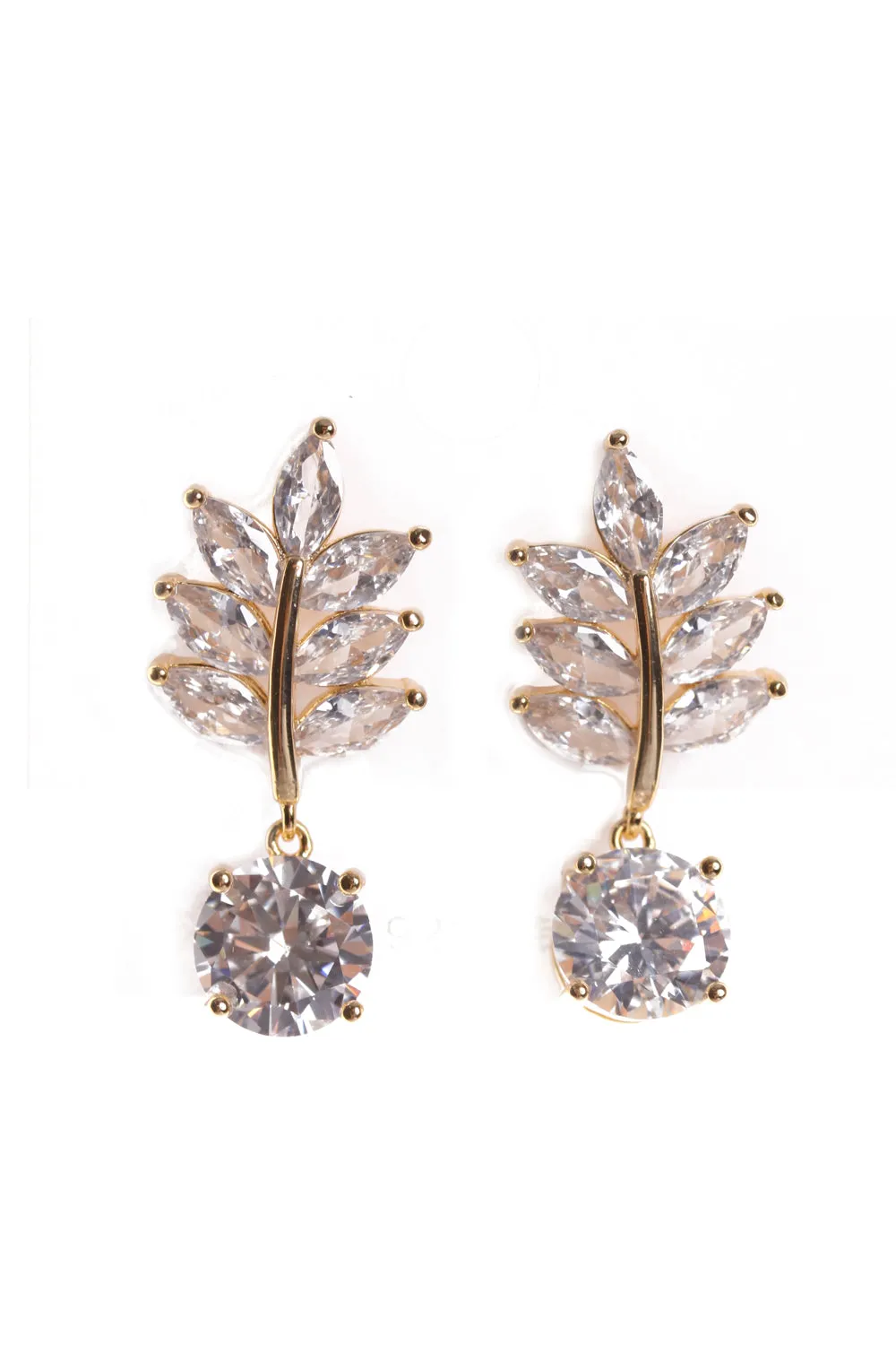 Leaf Cubic Zirconia Stud Earrings