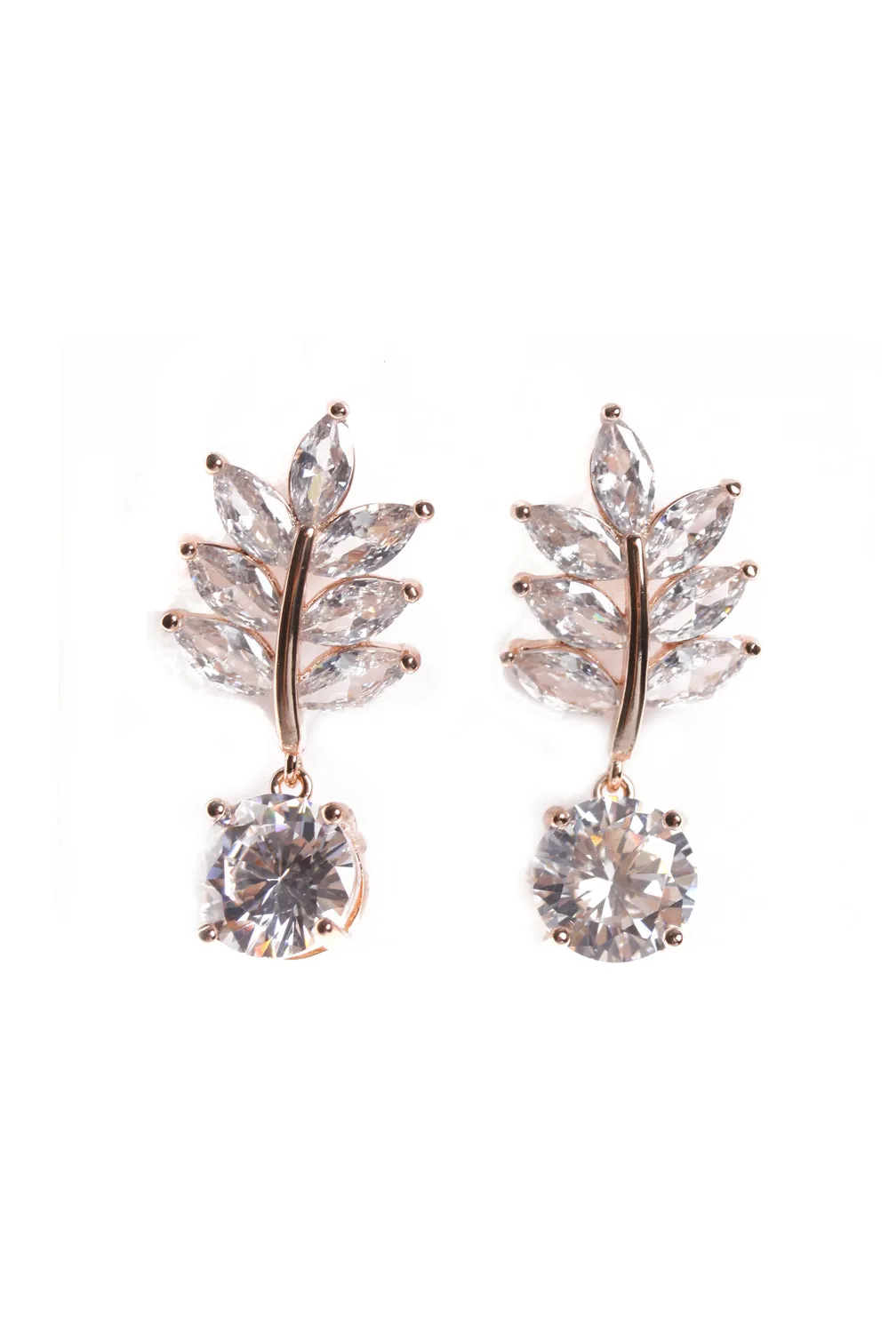 Leaf Cubic Zirconia Stud Earrings