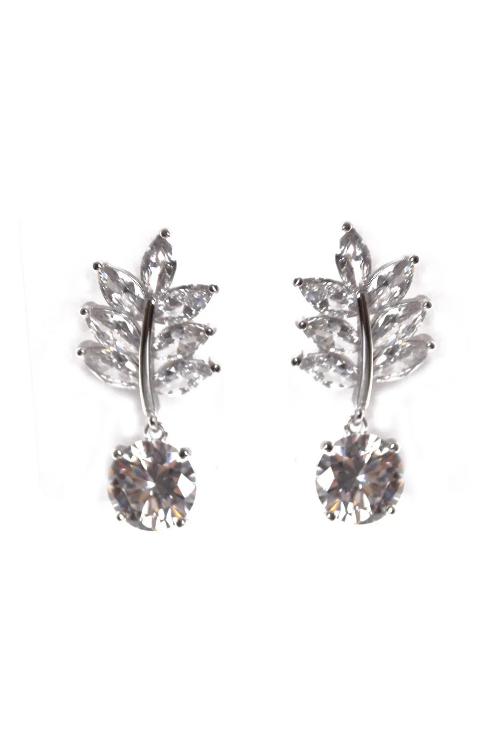 Leaf Cubic Zirconia Stud Earrings