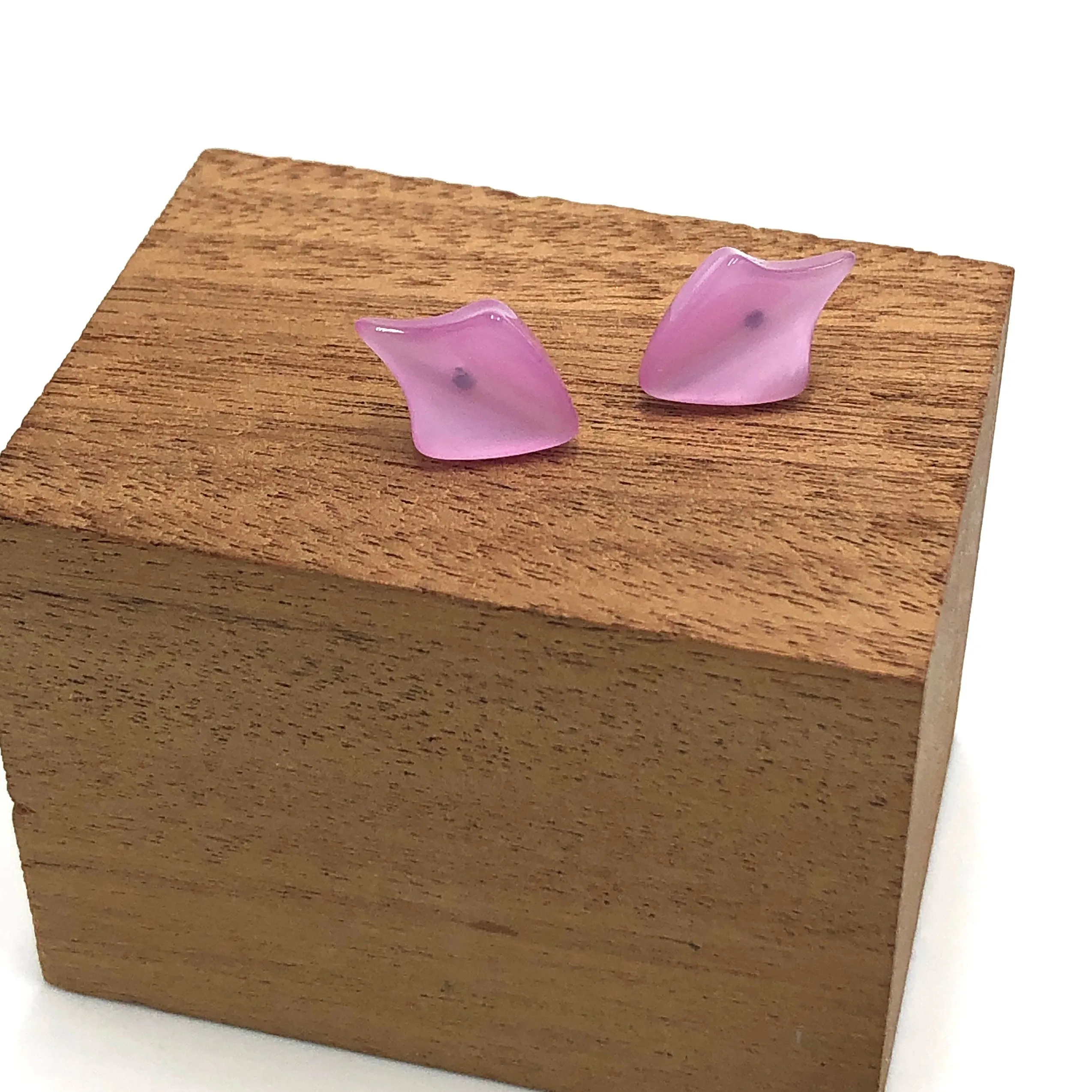 Lilac Moonglow Shield Stud Earrings