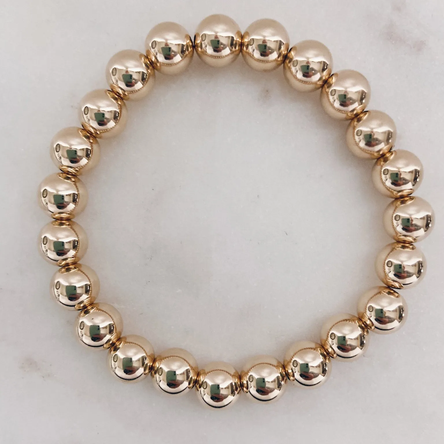 MAC & RY JEWELRY - 14k GOLD FILLED BEADED BRACELET - 8mm