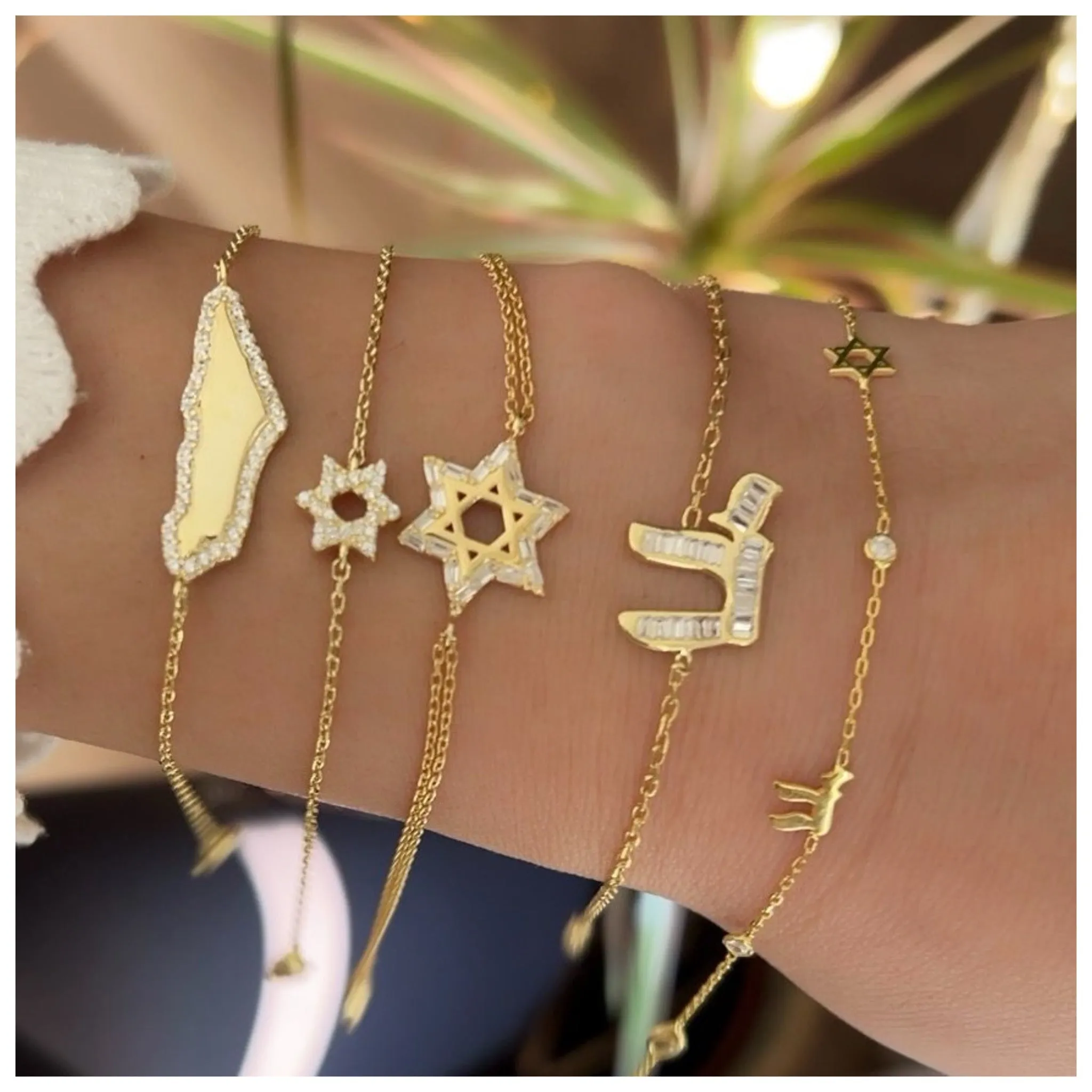 Magen David Hai Eye with Stones Bracelet