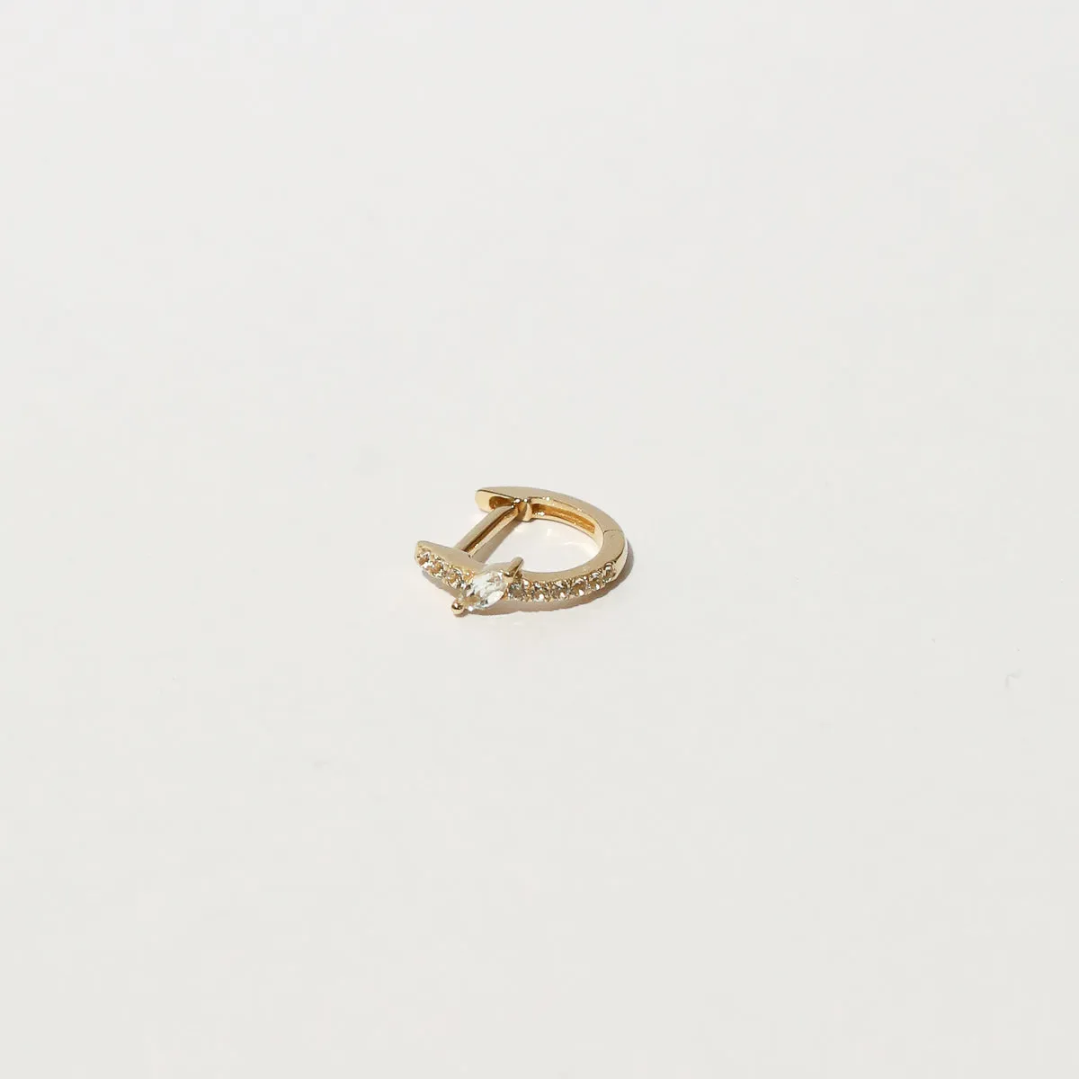 Marquise Gem Piercing Hoop in Solid Gold