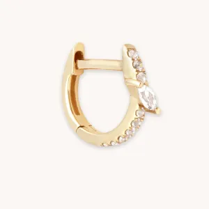 Marquise Gem Piercing Hoop in Solid Gold