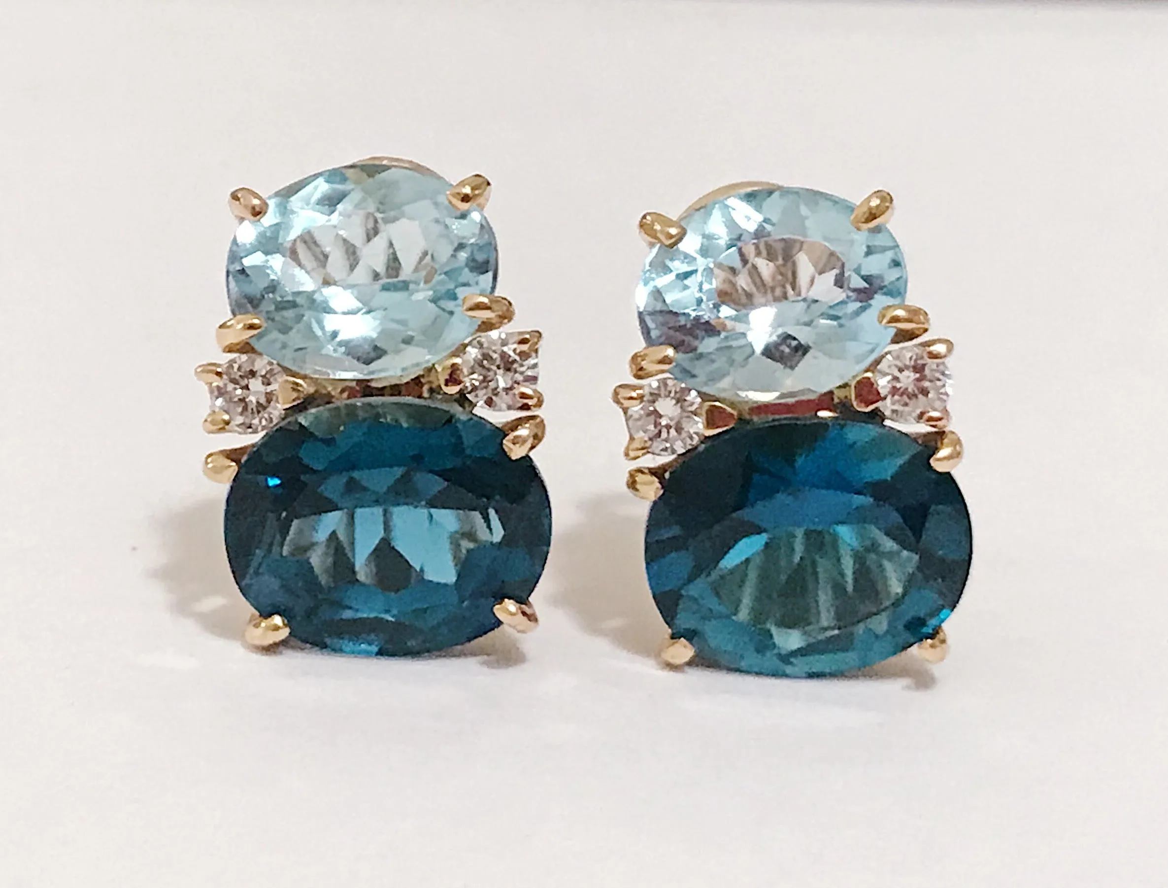 Medium GUM DROP™ Earrings with Two-Toned Blue Topaz and Diamonds