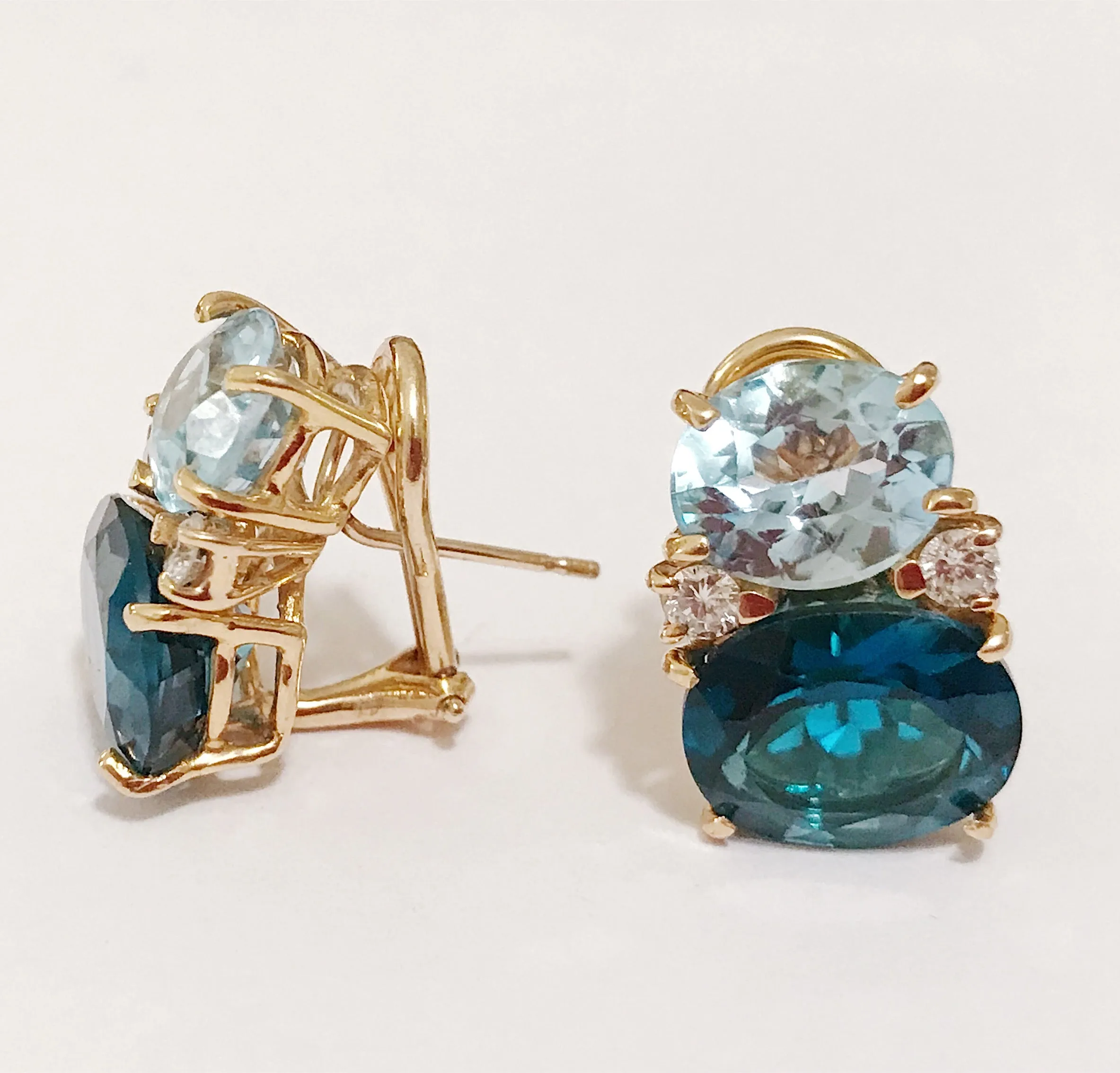 Medium GUM DROP™ Earrings with Two-Toned Blue Topaz and Diamonds