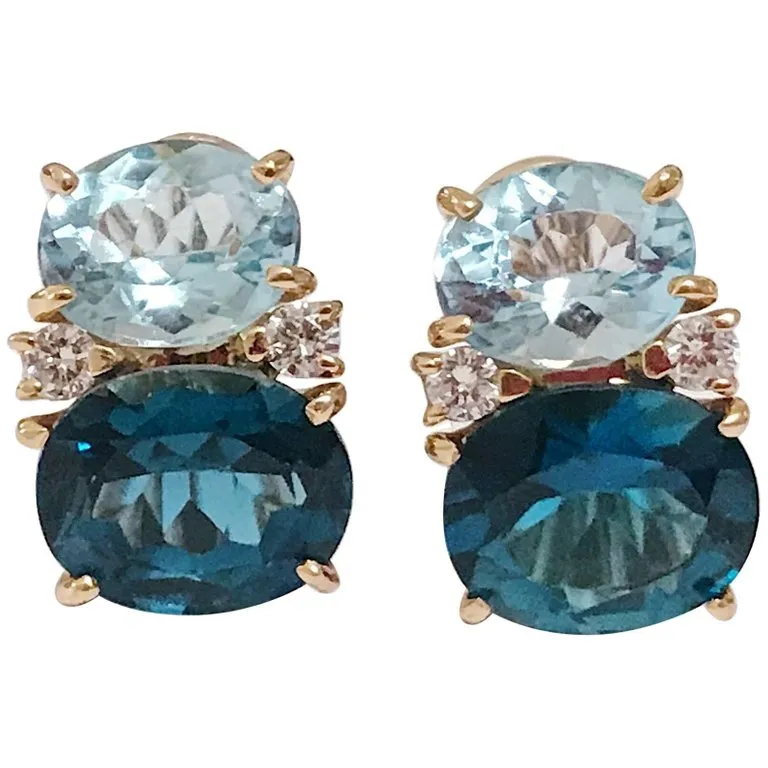 Medium GUM DROP™ Earrings with Two-Toned Blue Topaz and Diamonds