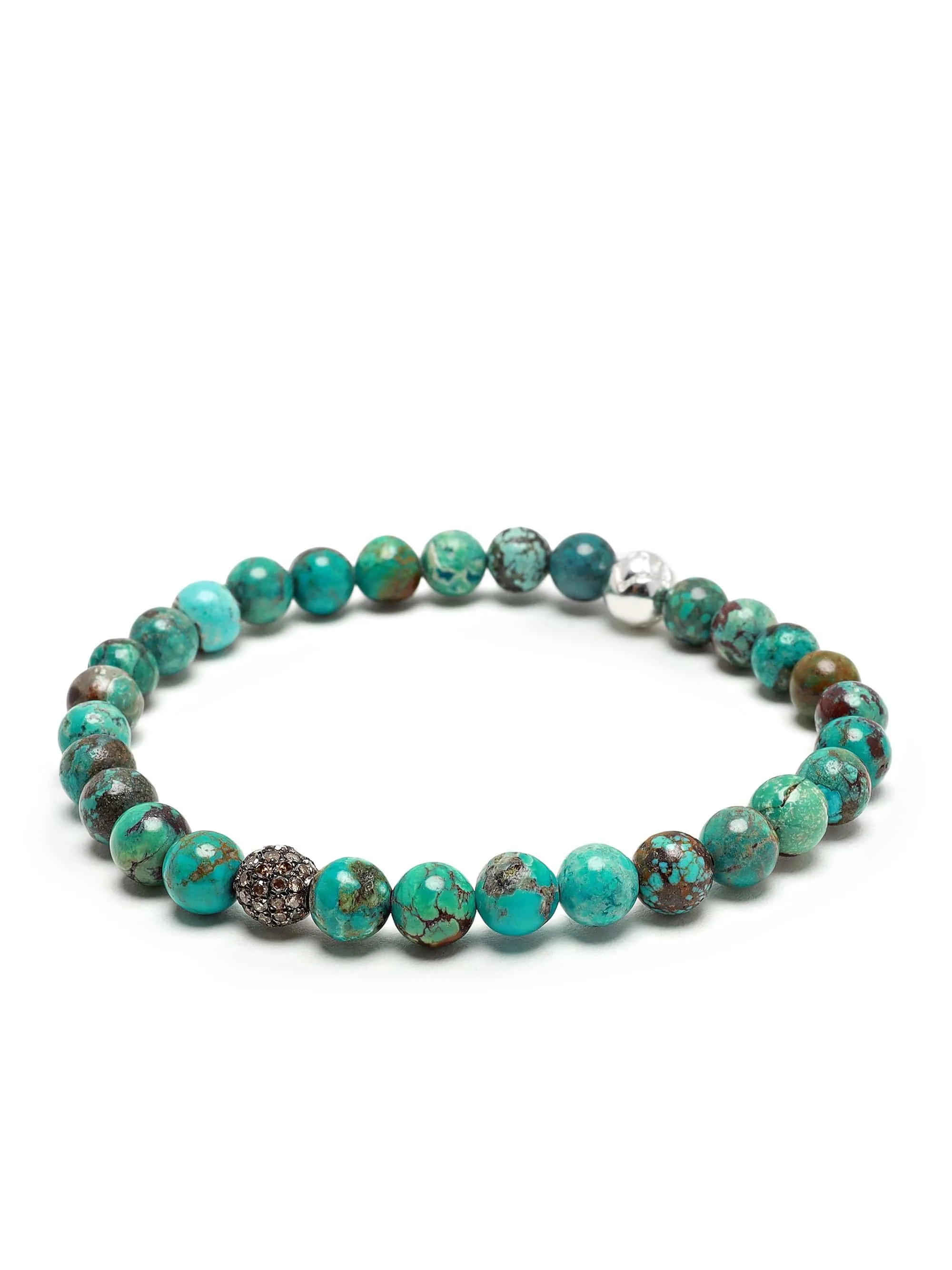 Men's Grey Diamond Wristband with Bali Turquoise