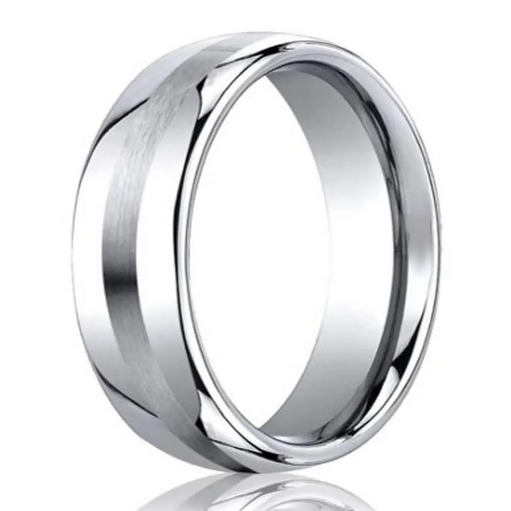 Men's Satin and Polished Cobalt Chrome Wedding Band | 7.5mm