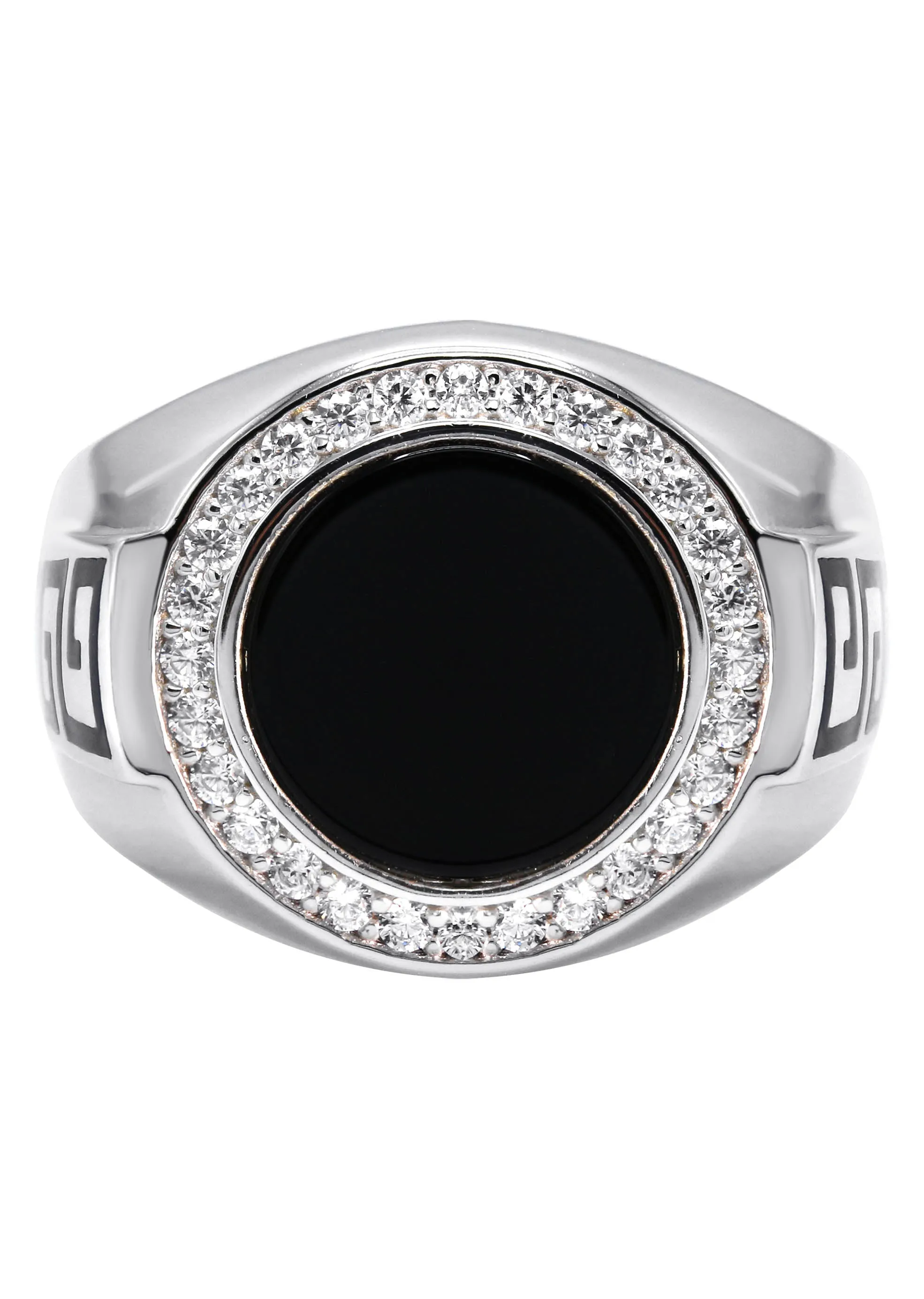 Mens Silver CZ Onyx Signet Ring | Appx 7.7 Grams