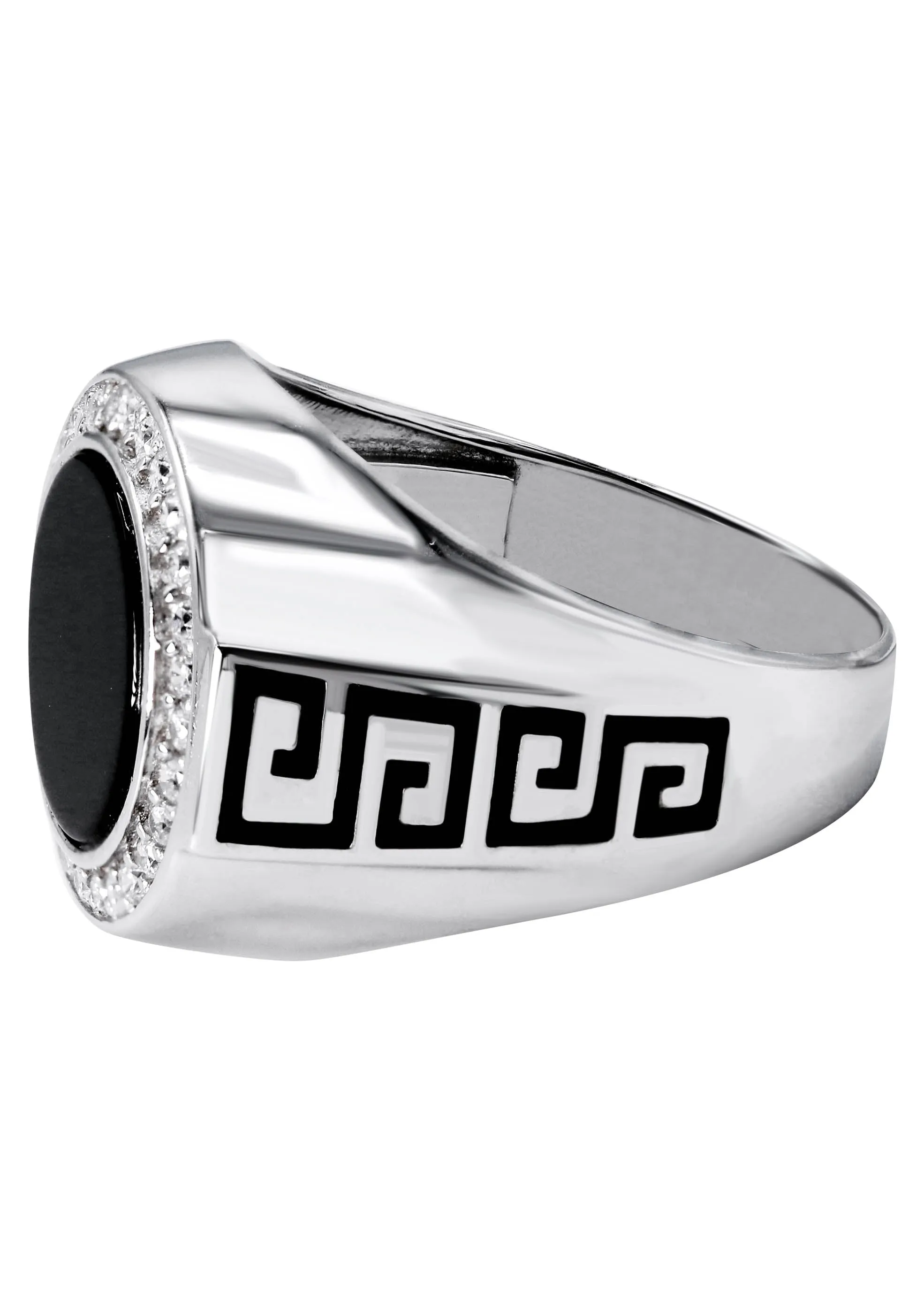 Mens Silver CZ Onyx Signet Ring | Appx 7.7 Grams