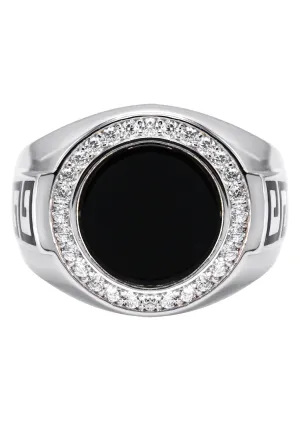 Mens Silver CZ Onyx Signet Ring | Appx 7.7 Grams