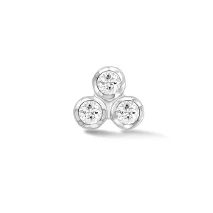 Men's Single White Topaz Array Trio Stud