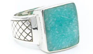 Men's Sterling Silver Amazonite Gemstone Signet Ring