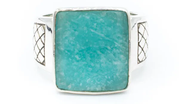 Men's Sterling Silver Amazonite Gemstone Signet Ring