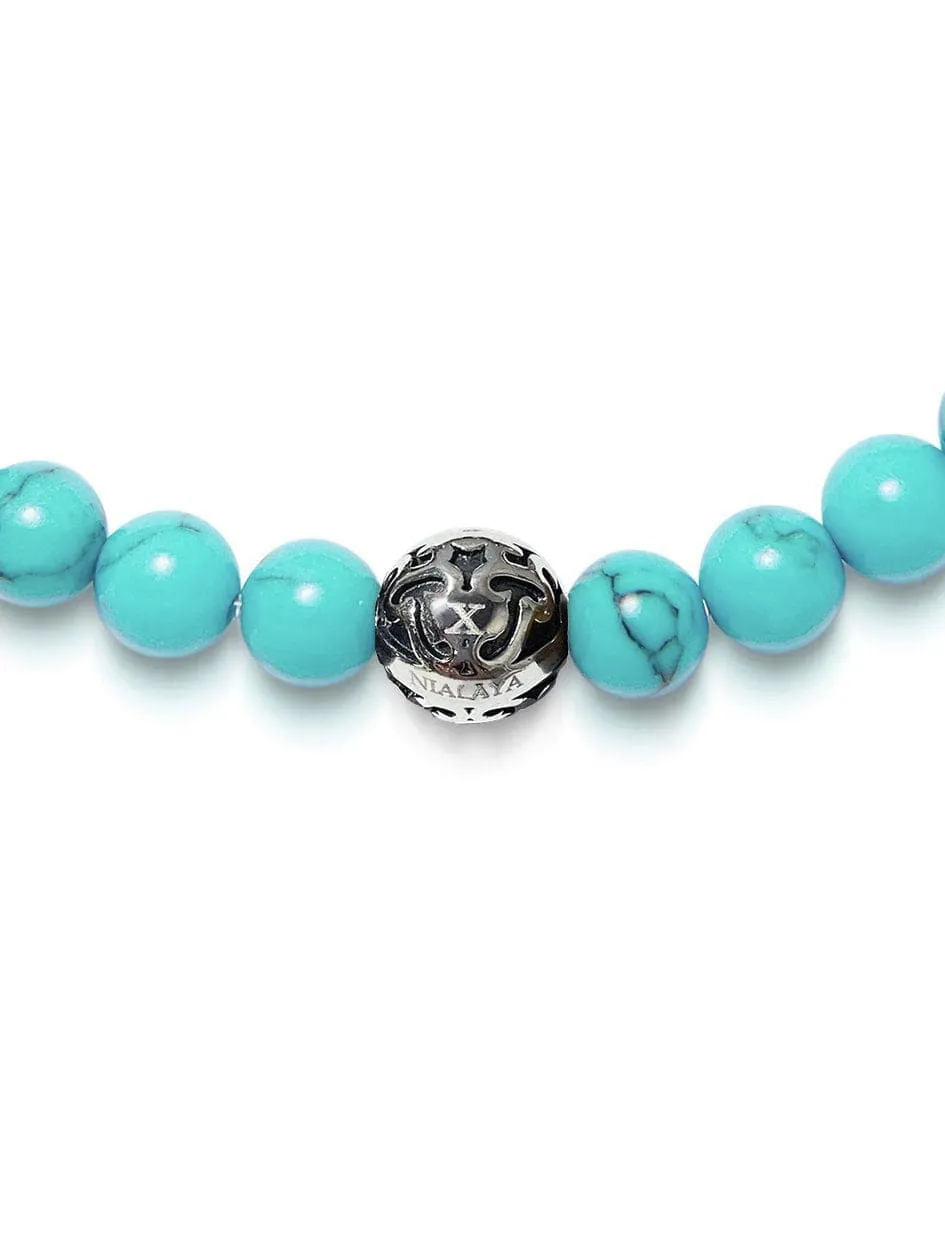 Men's Wristband with Turquoise and Silver