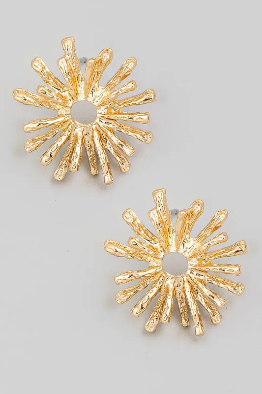 Metallic Sunburst Stud Earrings