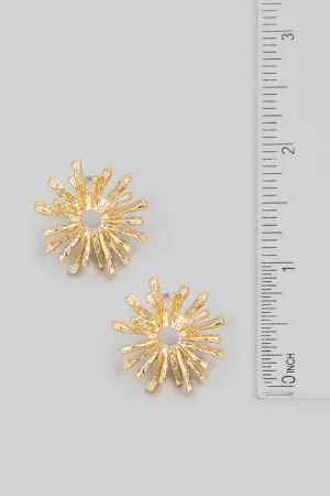 Metallic Sunburst Stud Earrings