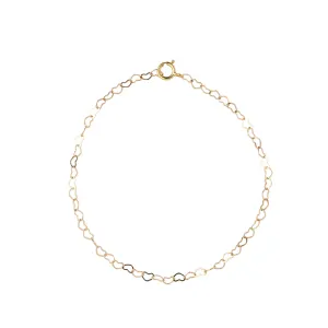 Mini Heart Chain Bracelet in Gold