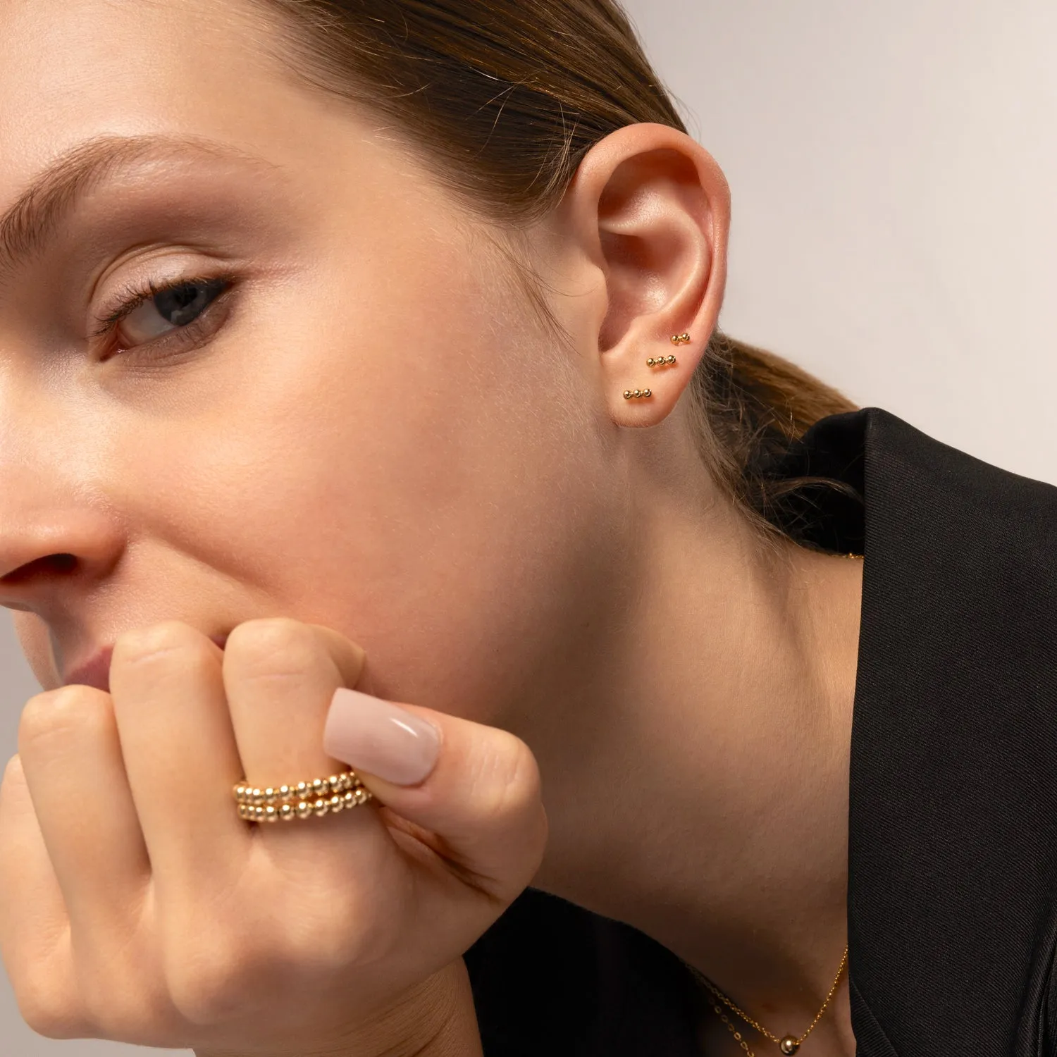 Mini Triple Dot Bar Stud Earrings