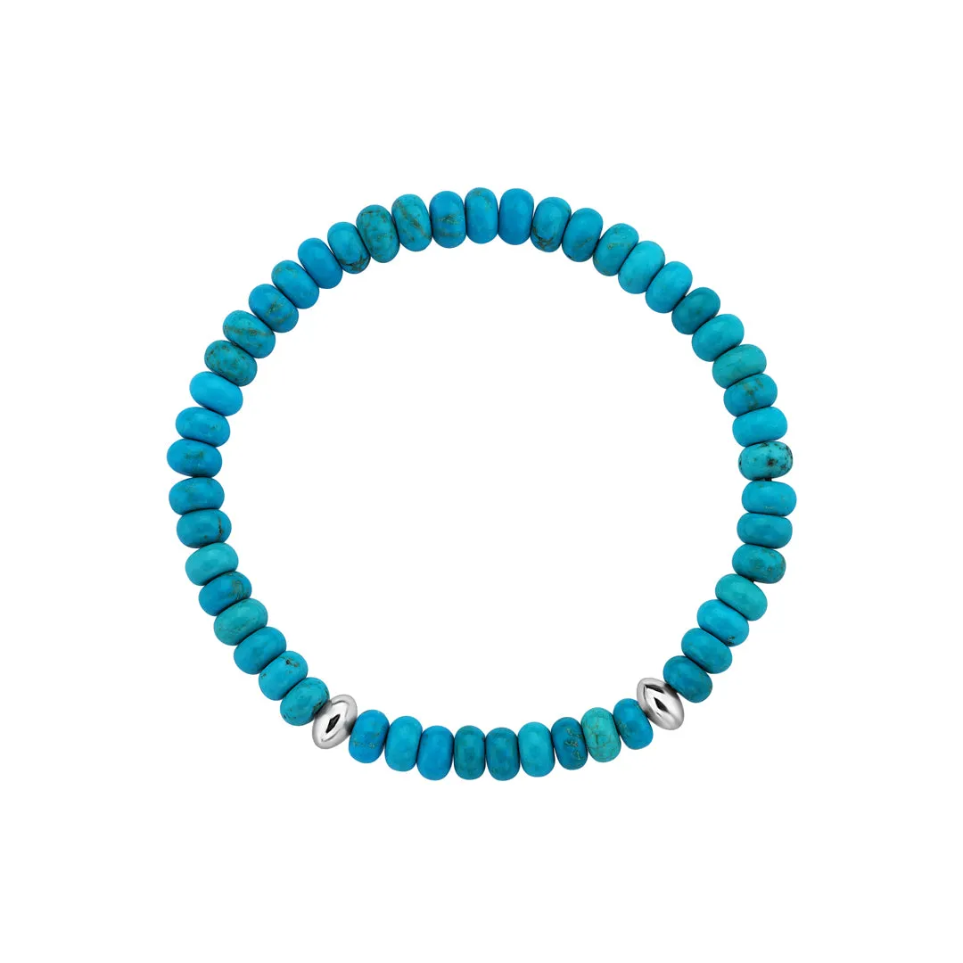 Minimal Turquoise Rondelle Beaded Bracelet in Silver