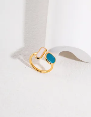 Minimalist Band Drip Glaze Open Ring