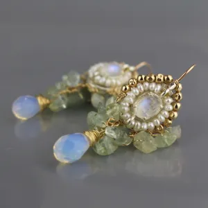 Moonstone Aquamarine Cherkes Earrings