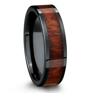 Muskoka - Black Ceramic Wooden Ring (6mm Width)