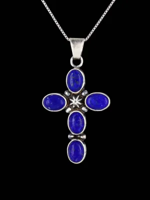 Native American Lapis Cross Pendant