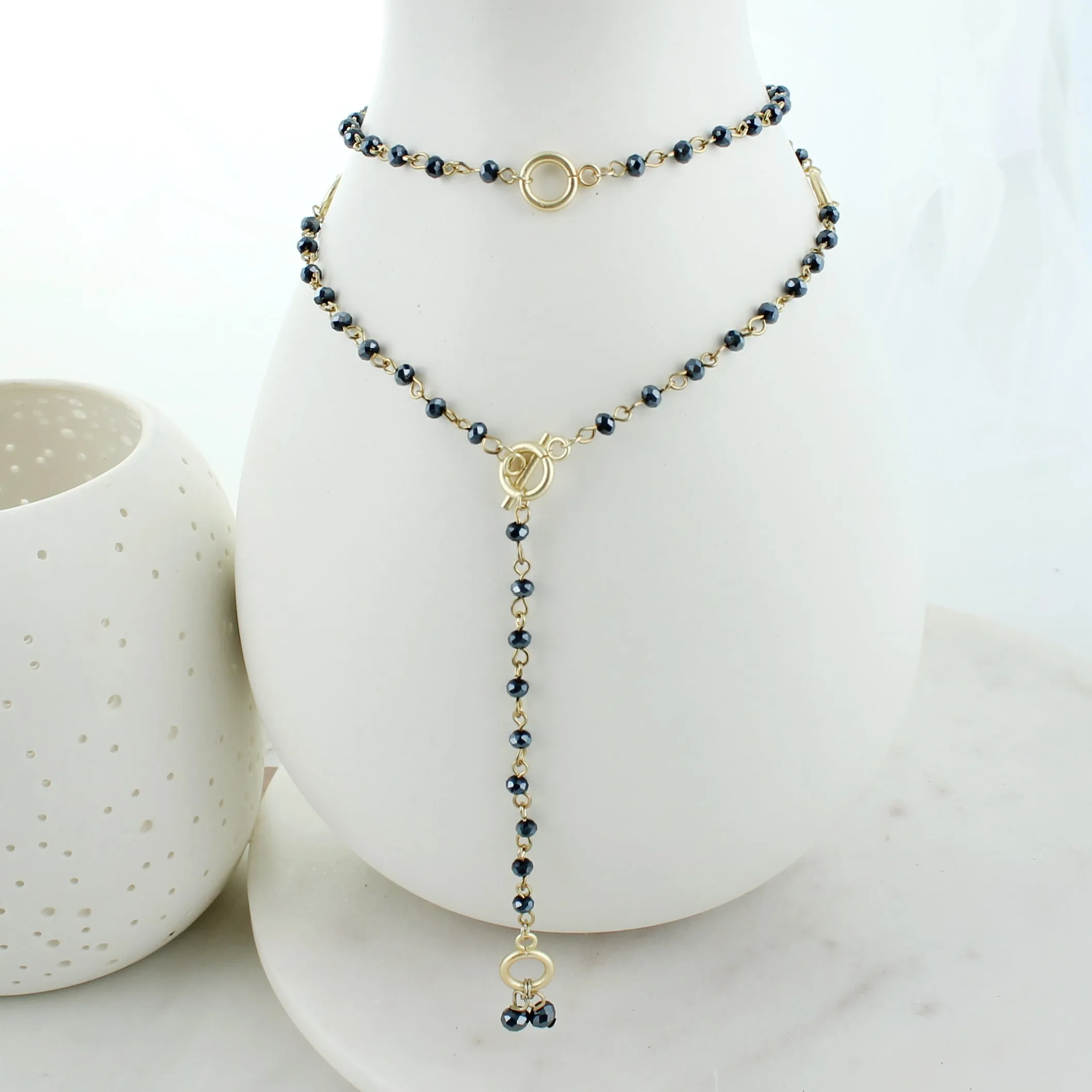 Navy & Gold Gameday Beaded Necklace/Bracelet