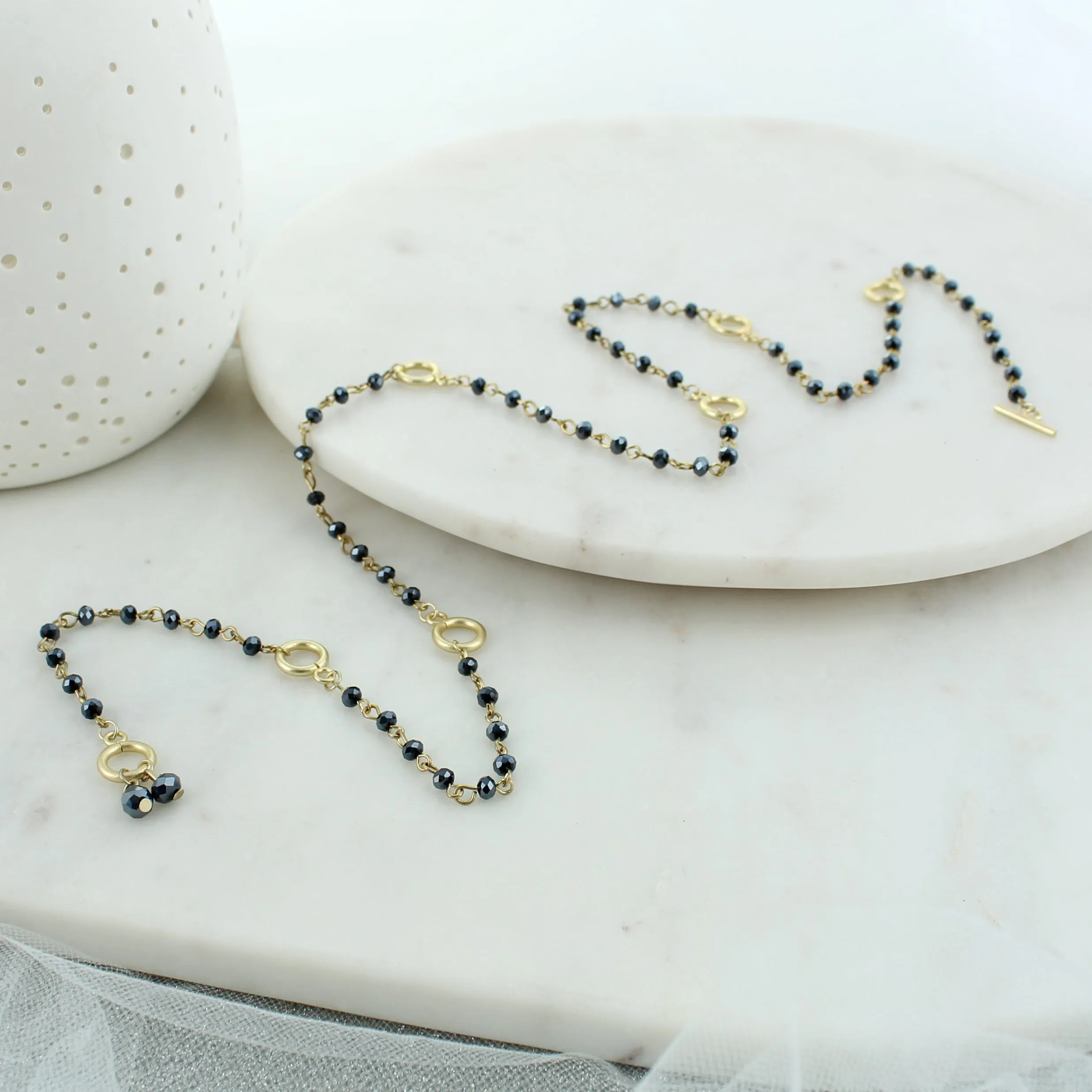 Navy & Gold Gameday Beaded Necklace/Bracelet