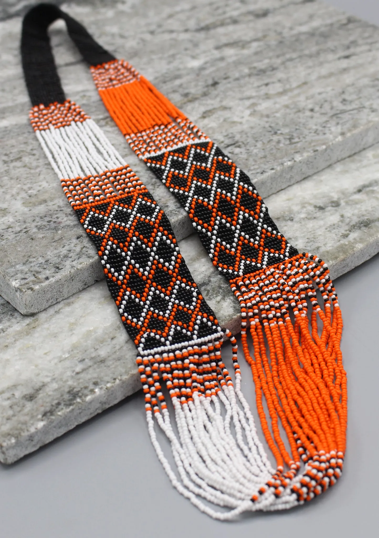 Orange and Black Multi Color Glass Beads Necklace