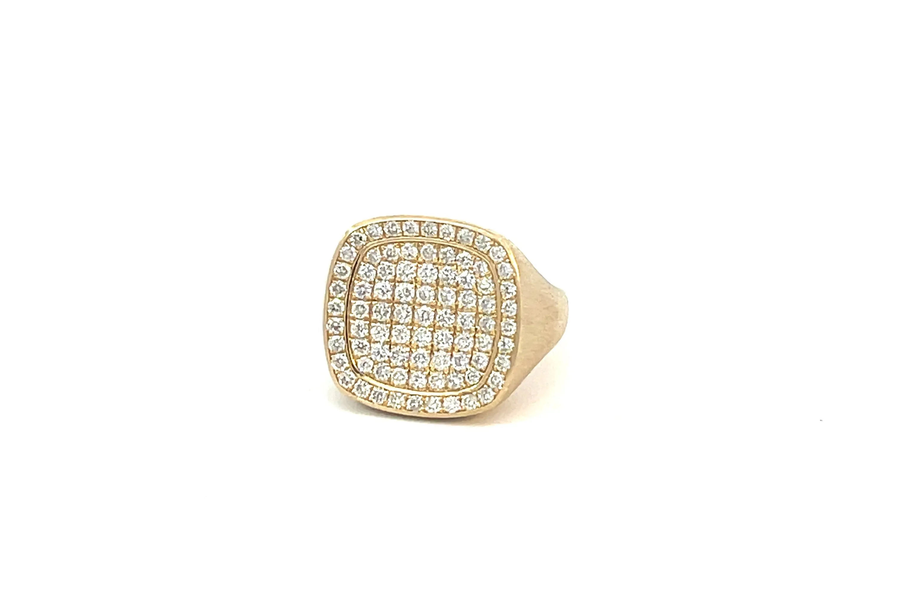 Pave Diamond Satin Finish Signet Ring