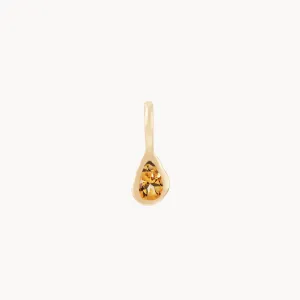 pear citrine november mood birthstone charm - 10k yellow gold, citrine