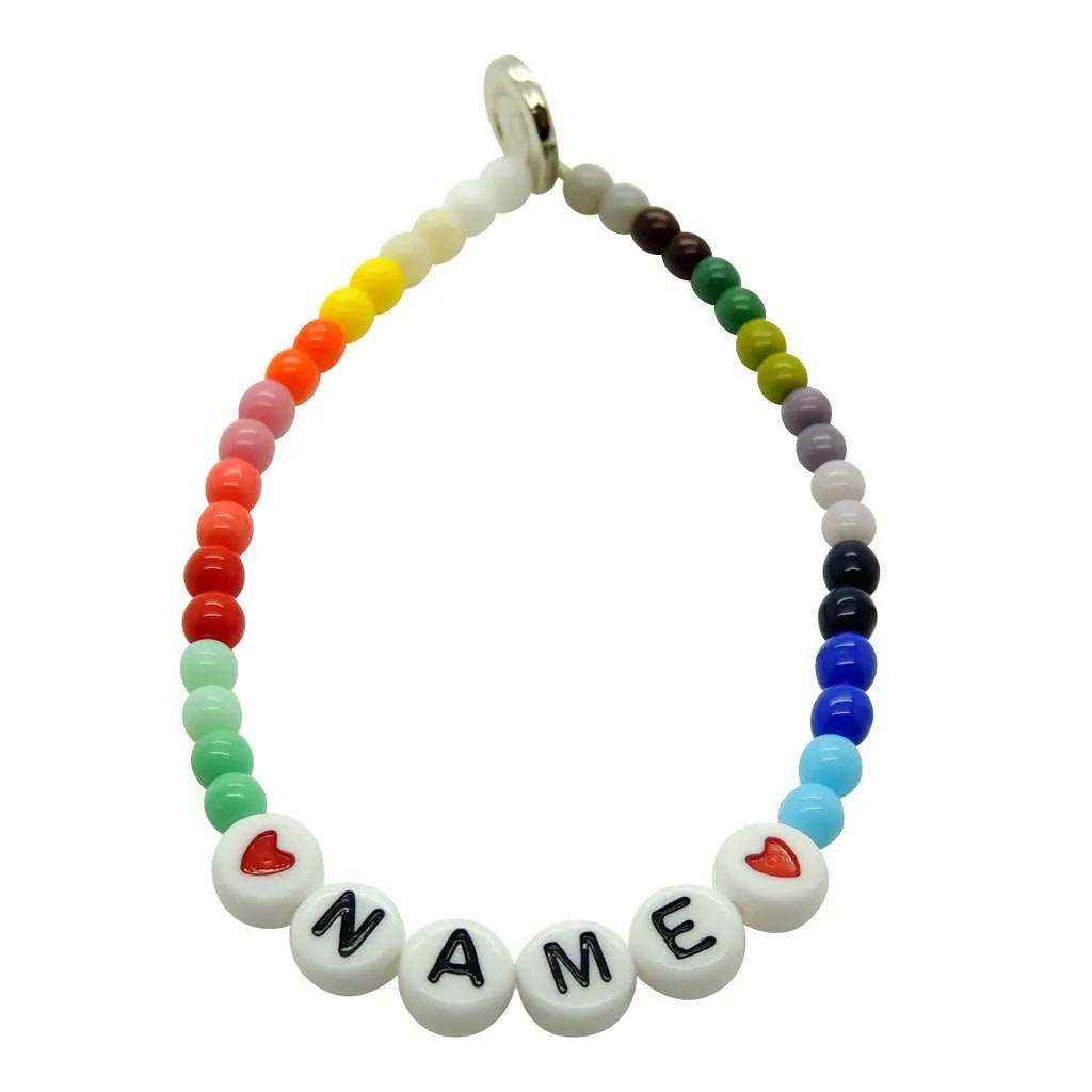 Personalised Name Alphabet Rainbow Glass Bead Bracelet