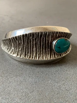 Philander Begay Navajo Tufa Casting Sterling Silver Turquoise Cuff