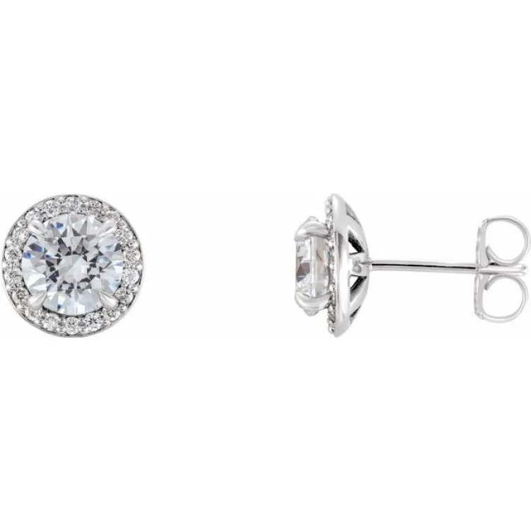 Platinum 1 CTW Natural Diamond Halo-Style Earrings