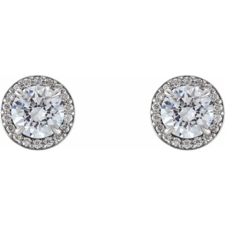 Platinum 1 CTW Natural Diamond Halo-Style Earrings