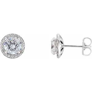 Platinum 1 CTW Natural Diamond Halo-Style Earrings