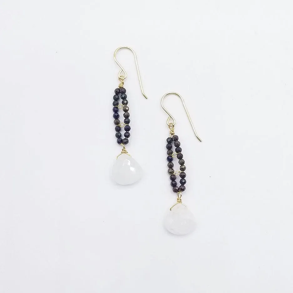 Pyrite Oval and Moonstone Drop Earring