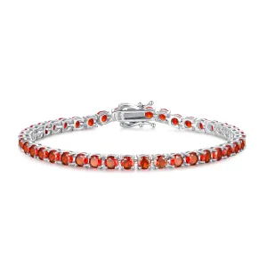 "Bold Strength" Red Garnet Tennis Sterling Silver Bracelet