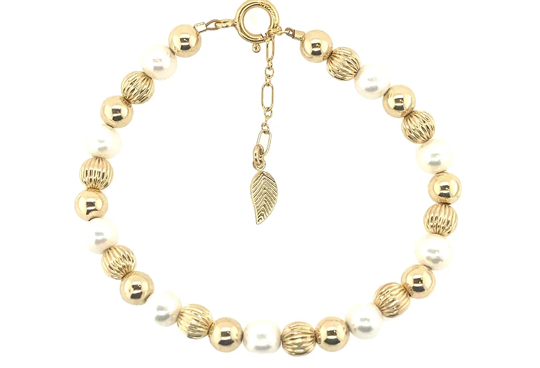 "CIAO" 14k gold-filled & pearl beaded bracelet