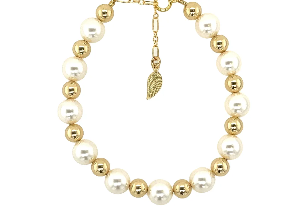 "LOLA" 14k gold-filled & pearl beaded bracelet