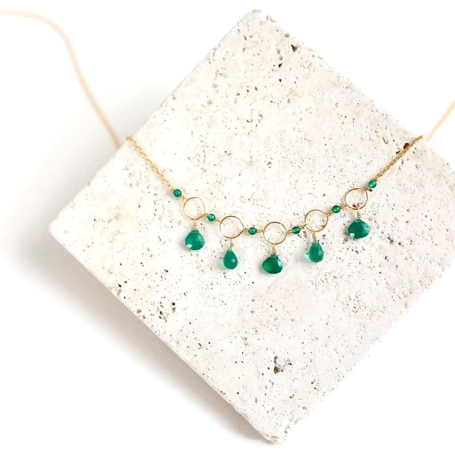 Rainbow Gemstone Mini Sparkler Necklace - Gold