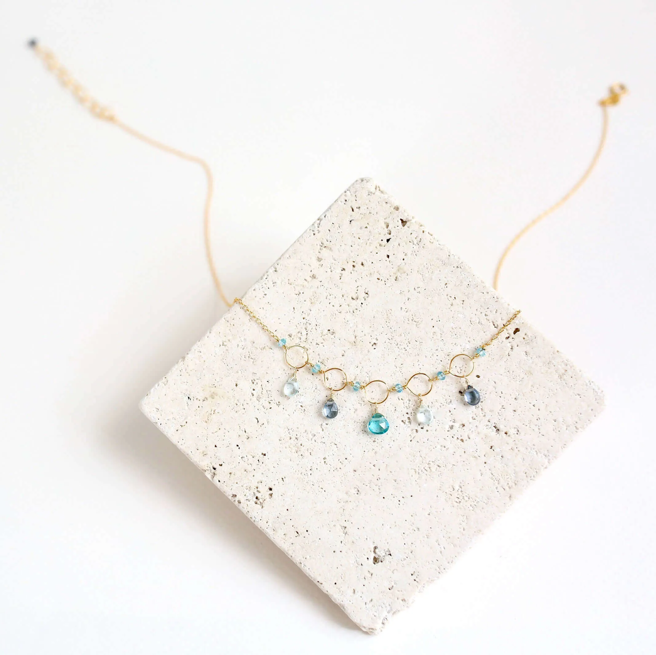 Rainbow Gemstone Mini Sparkler Necklace - Gold