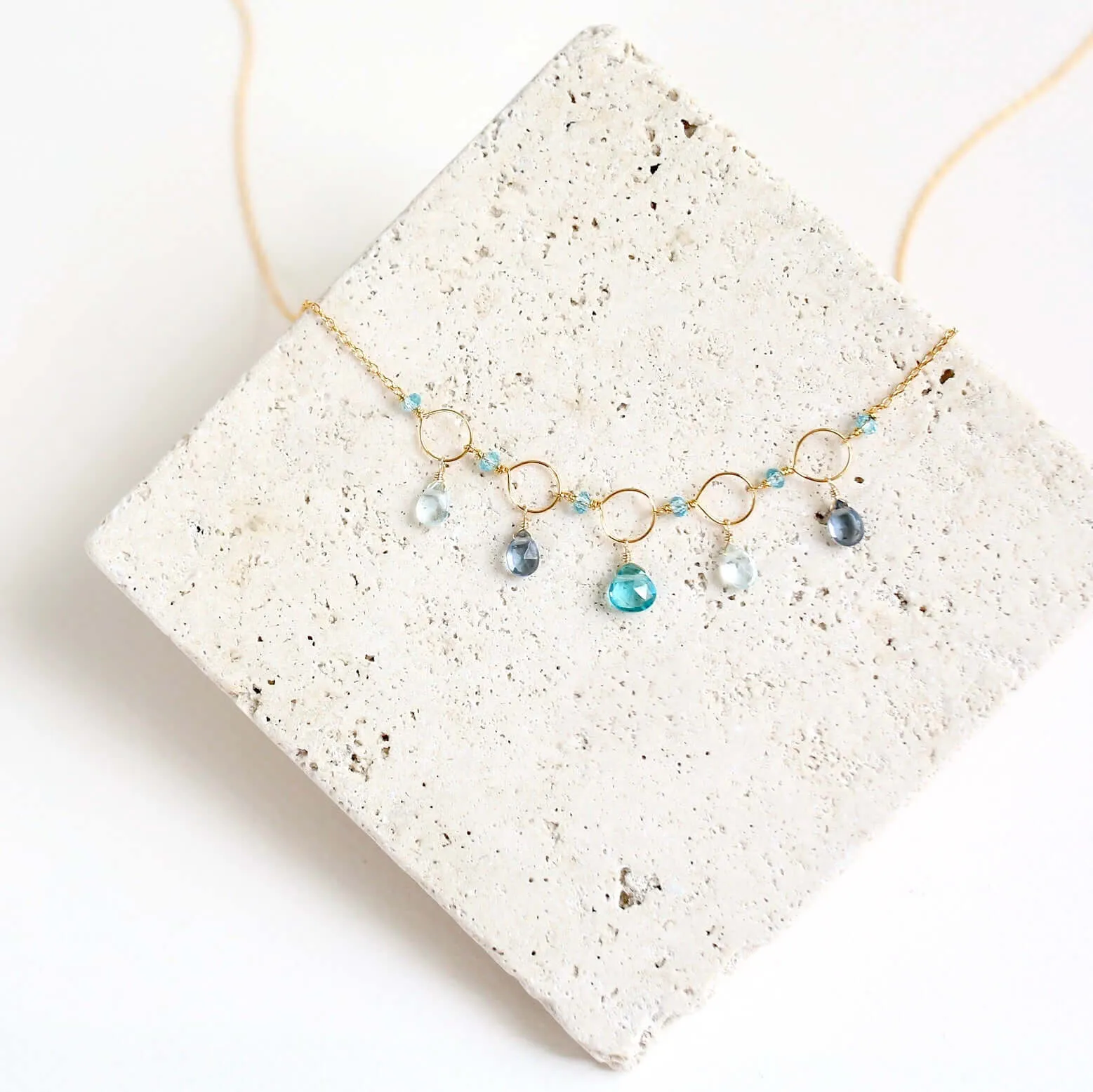 Rainbow Gemstone Mini Sparkler Necklace - Gold